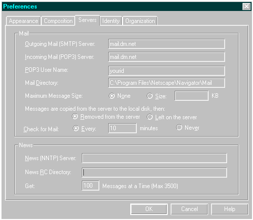 Sample Email Server Configuration